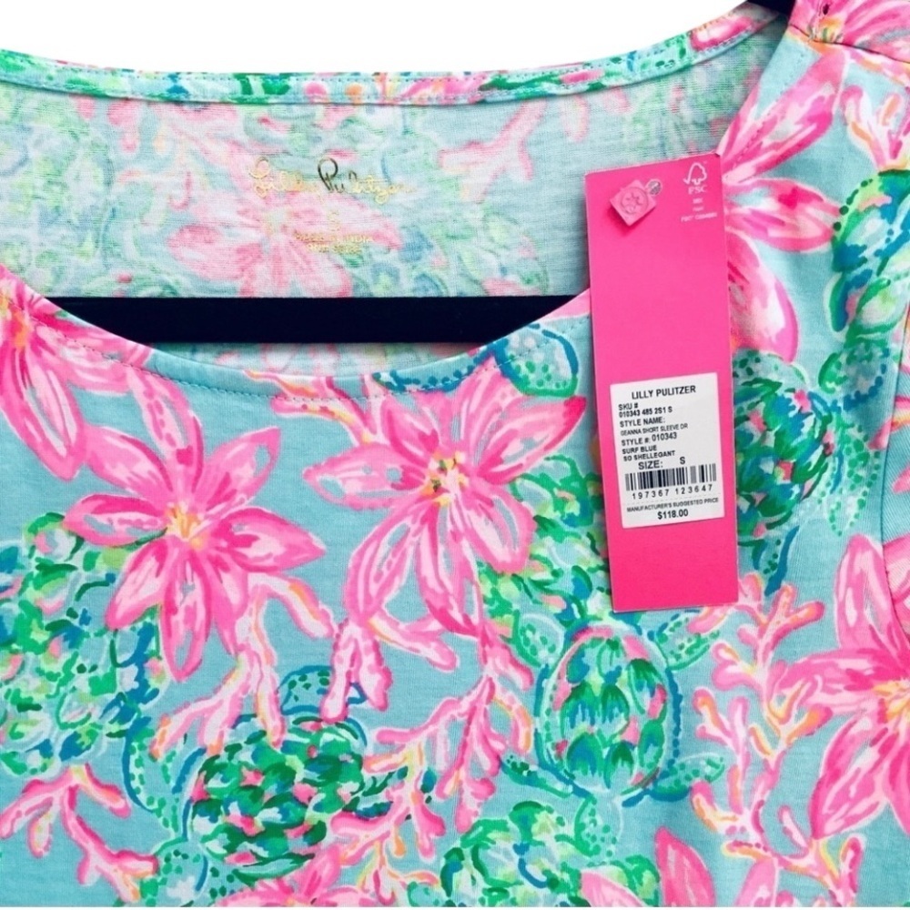 Lilly Pulitzer Geanna Short Sleeve Dress Surf Blue I’m So Shellegant Size S - Picture 4 of 6